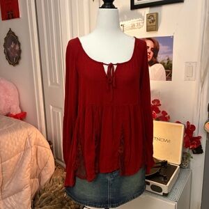 American Eagle Outfitters Deep Red Blouse